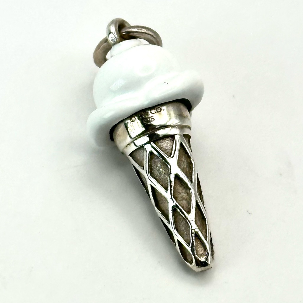 Tiffany & Co Silver & Enamel Ice Cream Cone Charm Rare
